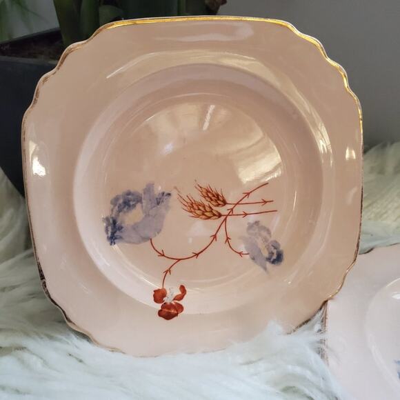 Royal Beige Ware 6.5" Legion Blue Poppy Flower Bread Plate Set (2) - Picture 3 of 9